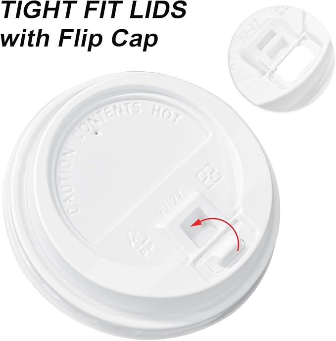 SIUQ 150 Pack Coffee Cup lids, Disposable Plastic Cup Lids for 10, 12, 16, 20, 24 oz Paper Cups, Hot/Cold Drinking Cup Lids, 3.54 Inches/90 mm Diameter - White