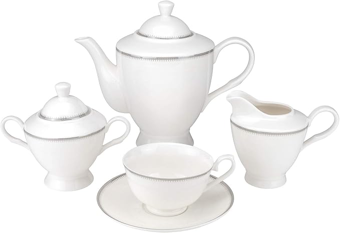 Euro Porcelain 57-pc Banquet Dinnerware Set, Luxury Bone China Tableware, Service for 8
