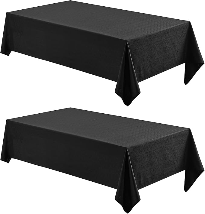 2 Pack Rectangle Tablecloth, 60x104 inch, Water Resistant Wrinkle Free Linen Textured Table Cloth Washable, Decorative Fabric Table Cover for Dining, Party and Camping, Black