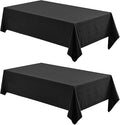 2 Pack Rectangle Tablecloth, 52x70 inch, Water Resistant Wrinkle Free Linen Textured Table Cloth Washable, Decorative Fabric Table Cover for Dining, Party and Camping, Black