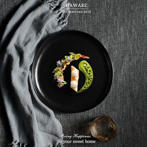 HaWare Stoneware Dinner Plates Set of 6, 10" Heavy Duty Ceramic Plates, Reactive Glaze Dinnerware for Home Restaurant, Chip and Scratch Resistant, Microwave and Dishwasher Safe, Matte Black - Image 7