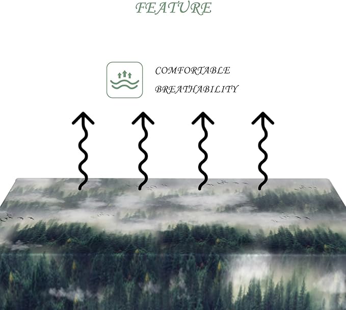 60x84 Inch Nature Rectangular Tablecloth Bird Fog Pine Tree Dreamland Table Cloth Waterproof Durable Table Cover for Holiday Picnic Outdoor BBQ Decor
