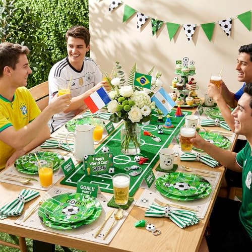 I00000 20 Green Plastic Soccer Plates, Disposable Plates for Soccer Party - Image 7