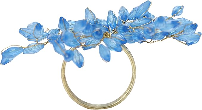 Napkin Rings Set of 12 for Dining Table Decoration Parties Everyday Metal Napkin Holder Leaf Turquoise (Pack of 12)