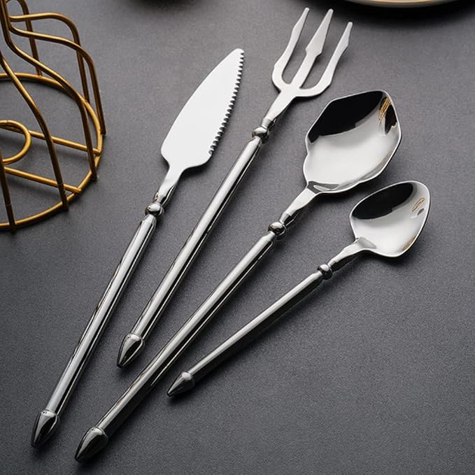 Silverware Set for 12 Durable 18/10 Stainless Steel Flatware Set Creative Styles 48 Piece Modern Cutlery Tableware Utensils Set for Home Kitchen Wedding Restaurant Knives forks and Spoons