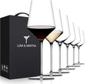 Red Wine Glasses Set of 6, Premium Crystal Wine Glasses Hand Blown, 15 oz,Thin Rim,Long Stem,Perfect for Red or White,Daily Use,Unique Wedding Anniversary or Birthday Gift