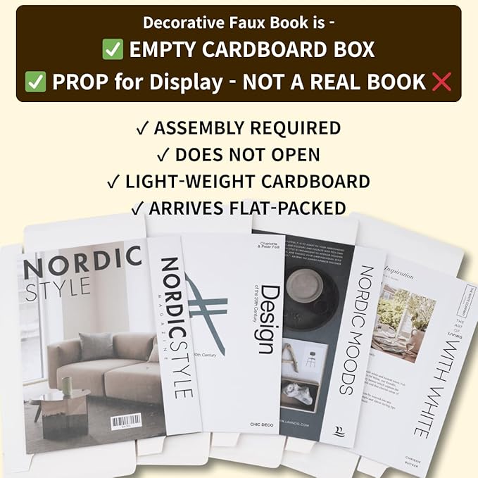 Mono Large | 4 PCS Faux Decorative Books for Home Decor | Not Real Books (Cardboard Boxes) | Coffee Table, Shelf Styling & Modern Aesthetic Accent Pieces for Living Room, Office
