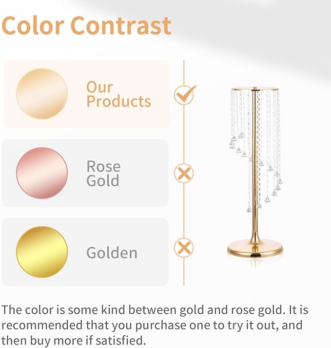 Nuptio 2 Pcs 27.6inch Tall Wedding Centerpieces Gold Vases Crystal Flower Vase Metal Flowers Stand for Party Tables Decorations - Elegant Bulk Weddings Decoration Table Chandelier Centerpiece Stands