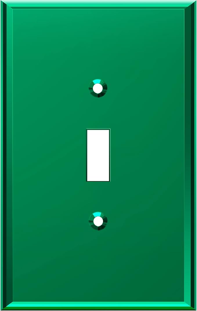 LIDER Reflective Acrylic Toggle Switch Wall Plate, Mirrored Light Switch Plate, Plexiglass Switch Cover, Acrylic Glass, Oversized 1-Gang 5.25" x 3.44", LWP-11O-AGR, Green