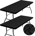 homing 2 Pack Rectangle Table Cloth, Elastic Fitted Fabric Tablecloth Fits for 5 Foot Folding Tables, Washable Table Cover for Picnic, Camping, Indoor & Outdoor (Black, 30" x 60")