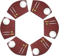 Wedge Placemats for Round Dining Table Woven Vinyl Easy Wipe Plastic Non Slip Table Mats Set of 6（Red）