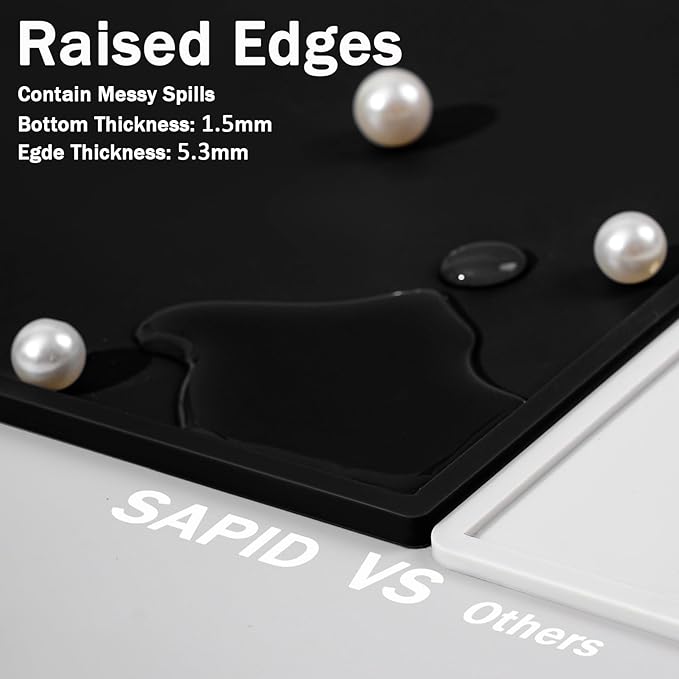 SAPID 32"x24" Extra Large Silicone Mat With Raised Edge, Rolled-Up Silicone Mats For Kitchen Counter Heat Resistant Silicone Mat With Lip, Thick Countertop Protector Mat,Silicone Mats For Crafts,Black