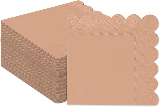 qiqee Bean Paste Color Cocktail Dinner Napkins 5x5inch Disposable Beverage,Wedding, Birthday Party Dessert Wave Paper Napkins(120 Count)