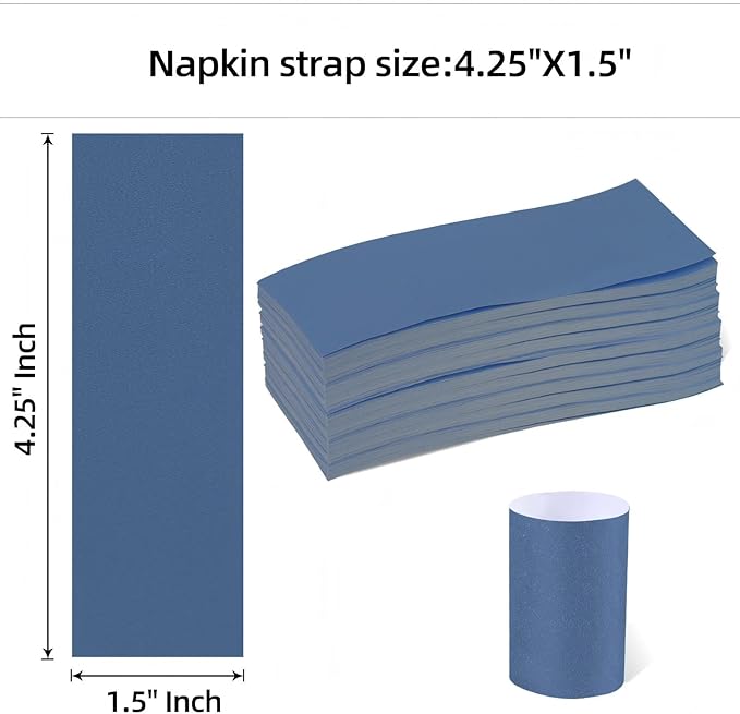 Germiwipe 2500 Pcs Napkin Bands,Paper Napkin Rings Self Adhesive,Silverware Wraps Bands, Perfect for Birthday Parties, Weddings, Family Reunion & Events (Navy Blue)