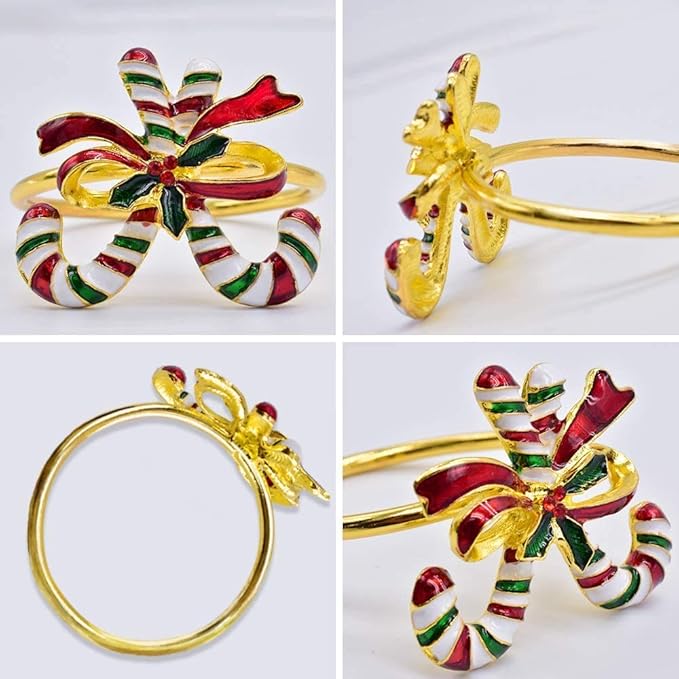 Napkin Rings Set of 6 Napkin Rings for Dinner Party, Wedding, Birthday Christmas, Holidays, Thanksgiving(Crutch)