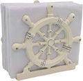 THDC Nautical Napkin Holder, Lunch, Dinner, Nautical Collection Napkin Holder, Made of Metal (Wheel Distressed Ivory)