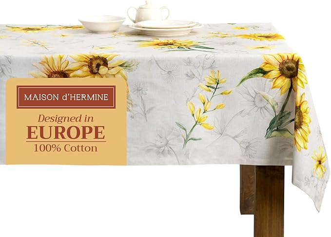 Maison d' Hermine Table Cloth Rectangle Table 100% Cotton 54 x 72 Inches Tablecloth Reusable Decorative for Dining Room Farmhouse Home Valentines Day Decorations Spring Summer - Candice