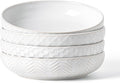 Embossed Ceramic Pasta Bowls Set of 4 – Medium 7.5-Inch, 26oz Serving Bowls for Pasta, Salad, Fruit – Stackable, Microwave & Dishwasher Safe – Great Gift for Housewarming or Everyday Use
