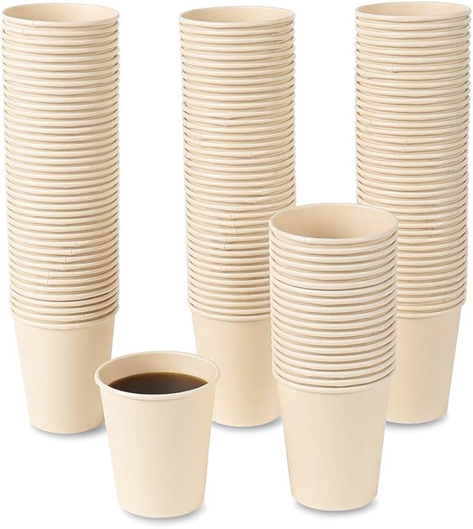 Disposable Coffee Paper Cups, Plant Fiber Brown Hot Drink 160 Count 8 oz