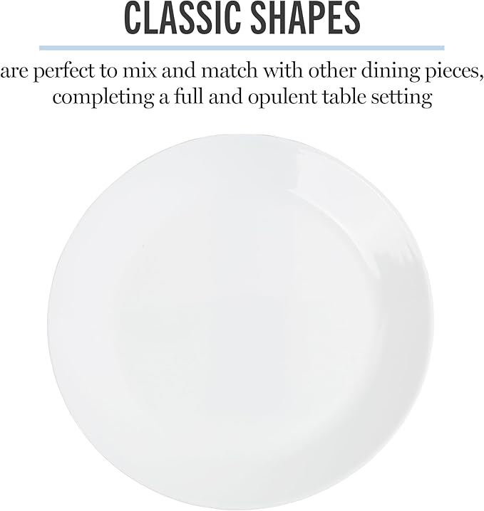 Martha Stewart Opalton 6-Piece 10-Inch Dinner Plates – Chip and Break Resistant Opal Glass Plates, Durable and Lightweight Dinnerware Set for Everyday Use