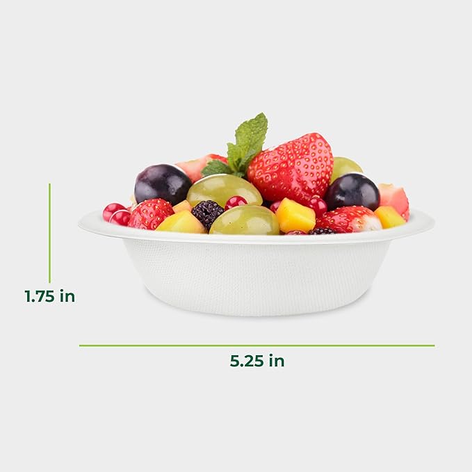 Freshware Paper Bowls - Disposable 12 oz. Soup Bowl, 150-Pack Biodegradable Sugarcane Fiber Serving Bowls - Heavy Duty Bagasse for Hot Food Plates - Microwave & Freezer Safe, Stackable Dinnerware