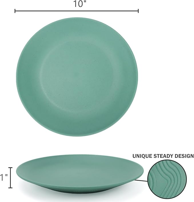 Homienly Wheat Straw Dinner Plates Set of 8, 10 Inch, Microwave and Dishwasher Safe, Unbreakable Kids Plates, 4 Colors (Multi), MS 01