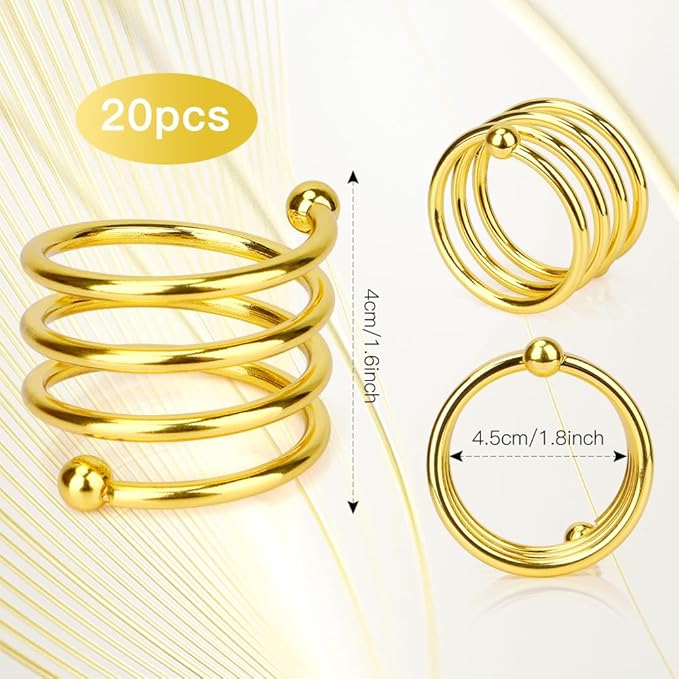 Gold Napkin Rings Set of 20, Round Metal Napkin Ring Holder, Napkin Cloth Holder Rings Gold Halloween Fall Thanksgiving Christmas Valentine Thankful Napkin Rings Coffee Dining Wedding Table Decor