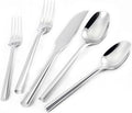 Silverware Set 40-Piece Hand Forged Stainless Steel Cutlery, Mirror Silver Thick Hexagon Handle Flatware Sets, Service for 8