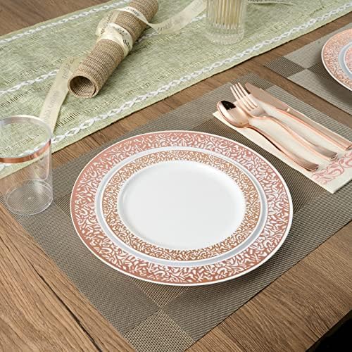 FOCUSLINE 350 Pieces Rose Gold Dinnerware Set for 50 Guests - Image 3