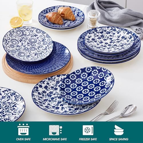 vancasso 10.25" Blue Dinner Plates Set of 6, Porcelain Vintage - Image 3