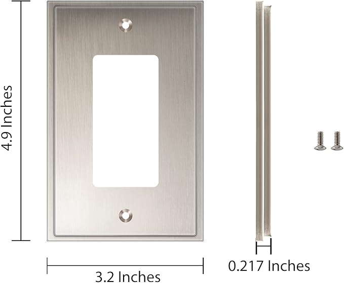 Henne Bery Soft Modern Decorative Wall Plate Switch Plate Outlet Cover (Single Decorator 3PK, Satin Nickel)