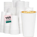 16 oz 160 Pack Disposable Coffee Cups, Bulk White Disposable Paper Cups, Coffee Cups for Hot Tea, Chocolate and Cold Drinks