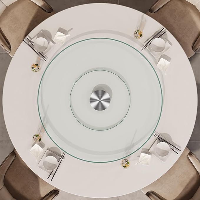 26.7 inch Lazy Susan for Table Top Tempered Glass Rotating Serving Tray for Dining Table, Kitchen Lazy Susan Organizer Spinning Rotating Food Server Party Centerpieces Heavy Duty (68cm / 26.7in)