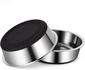 Dog Bowls Durable Heavy Duty Stainless Steel Dog Bowls Non-Slip Basic Bowl for Dogs with Rubber Base (2 Pack, 3 Cups)