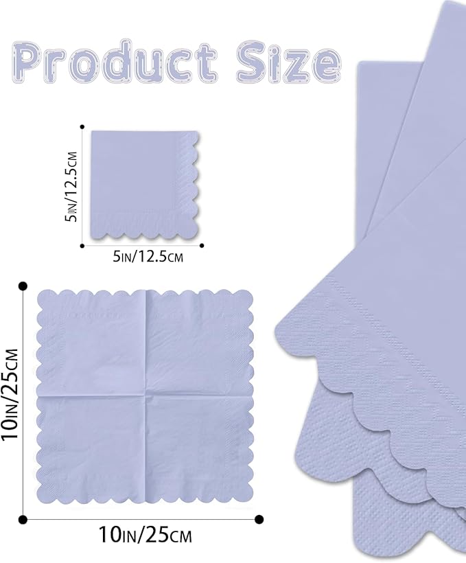 qiqee Jade Vine Purple Cocktail Dinner Napkins 5x5inch Disposable Beverage,Wedding, Birthday Party Dessert Wave Paper Napkins(120 Count)