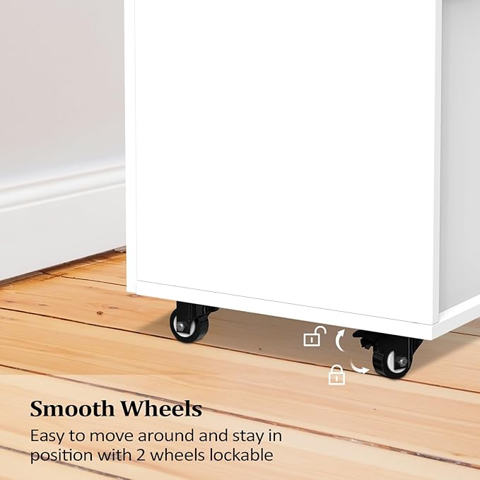 OmySalon Salon Cart with Wheels, 3-Tier Rolling Hair Styling Station, 2 Drawers & Adjustable Shelf, Hair Dryer Holder, Mobile Organizer for Salon, Barber, Spa, Nail & Beauty Tools, White