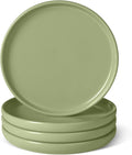 Amazon Basics Glazed Stoneware Salad Plates, Ceramic 4-Piece Set, Microwave and Dishwasher-Safe, 8.3 in., Olive