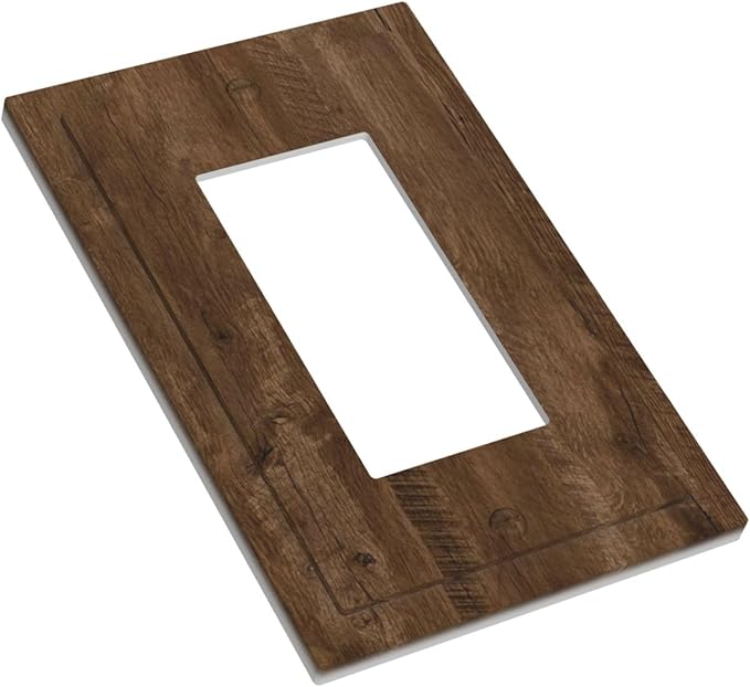 Outlet Covers Brown Rustic Wood Grain Farmhouse 1 Gang Wall Plate Single Rocker Light Switch Cover Decorative GFCI Receptacle Electrical Switchplate for Cabin Bedroom Decor（2 Pack）