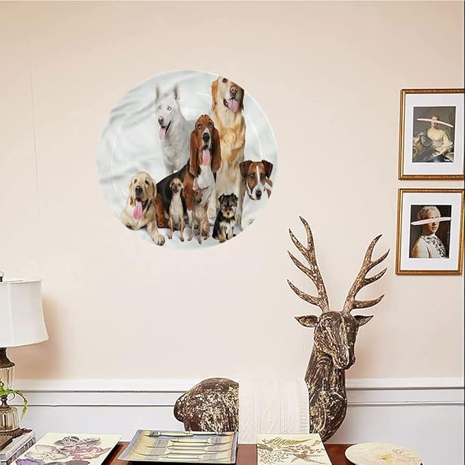 Ceramic Plates, Dog Lover Decorative Ceramic Plates, House Pet Photo Shoot, 7 Inch, Household Plates Decorative, Multicolor
