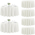 Fokitut 6 Pack Round Tablecloth, 108 Inch, Stain Resistant and Wrinkle Polyester Table Cloth, Fabric Table Cover for Kitchen Dining, Wedding, Party, Holiday Dinner-Ivory