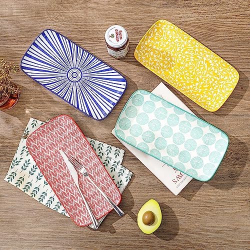 Selamica Ceramic 12 Inch Rectangular Serving Platters Set of 4 - Image 3