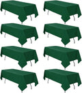 8 Pack Hunter Green Table Cloth 60 x 102 Inch Rectangular Dark Green Tablecloth for 6 Foot Rectangle Tables, Wrinkle Resistant Washable Rectangle Fabric Table Covers for Wedding Party Banquet Buffet