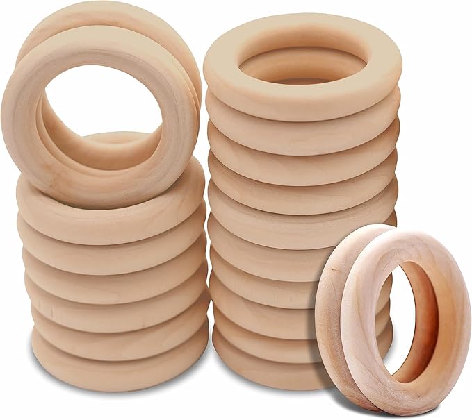 Napkin Rings, Wood Napkin Rings Napkin Holders Buckles for Dining, Anniversary, Birthday, Dinner, Christmas, Party of Table (Pack of 12)