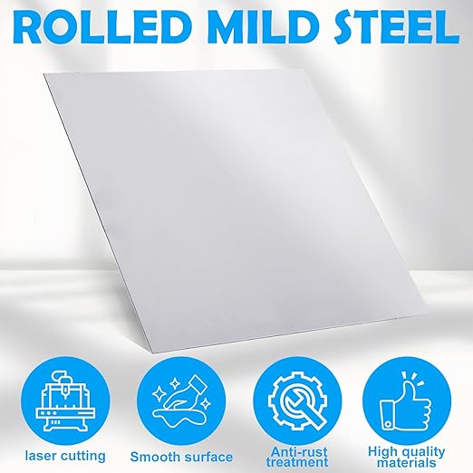 2 Pack 14 Gauge Sheet Metal 12x12 Stainless Steel Sheets 2mm Cold Rolled Steel Plate Weldable Metal Panels for DIY Craft Projects, Industrial, Professional