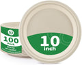 100% Compostable 10 Inch Large Paper Plates [100 Pack Bulk] - Heavy Duty & Leak-Resistant Disposable Plates Made of Sugarcane Bagasse | Perfect for Dinner, Catering, Parties, Wedding & Birthday
