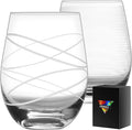 Etched Stemless Wine Glasses for Red or White Wine (Set of 2), 18-Ounces, Large Wine Glasses for Cabernet, Pinot Noir, Burgundy, Bordeaux, Clear, Etched-1
