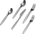 JazzUpCo Tia Flatware non toxic 18/10 stainless steel dishwasher safe (Matte Silver, 12 Person Set (60 Pieces))