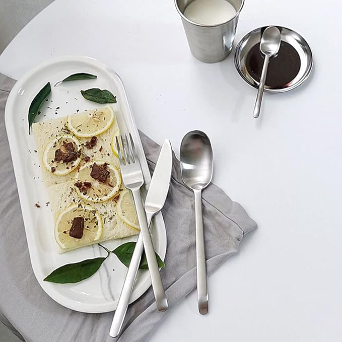 Matte Silverware Set for 12 Stainless Steel Flatware Set Light Luxury Vintage Style 48 Piece Cutlery Tableware Utensils Set Include Knives Forks and Spoons for Home Kitchen Restaurant Christmas