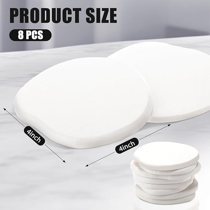 Diatomaceous Earth Coasters Set of 8，Cool Absorbent Quick-Dry Drink Coasters for Desks, Cute Modern Stone Design with Stylish White Aesthetic (8, White)