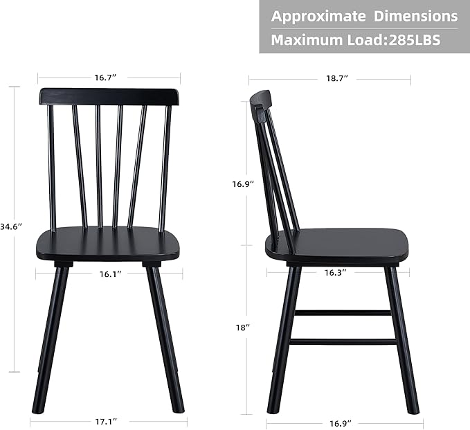 DUHOME Windsor Dining Chairs Set of 2,Farmhouse Style Spindle Back Wood Dining Room Chairs Wooden Kitchen Chair for Home Kitchen,Living Room,Bistro